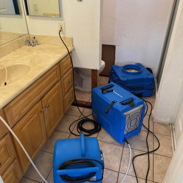 Drying equipment set up in a bathroom